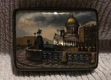 Fedoskino Russian Laquer Trinket Box Hand Painted