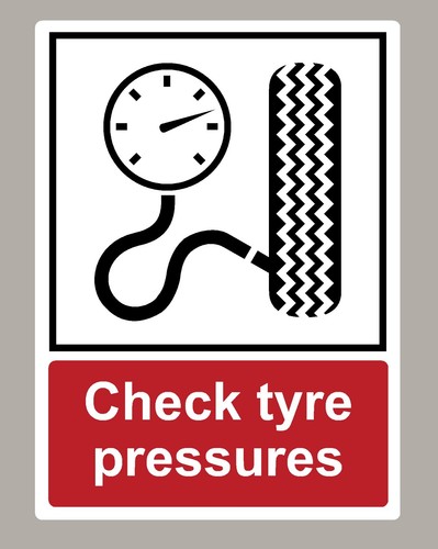 Check tyre pressures - pressures, sticker