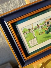 LAWS OF CRICKET: THE BOUNDARY  1906  Crombie Perrier Cartoon in Upcycled Frame