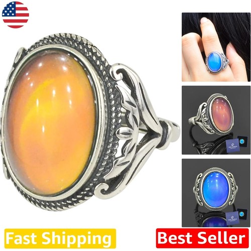 Sterling silver mood - ring, oval