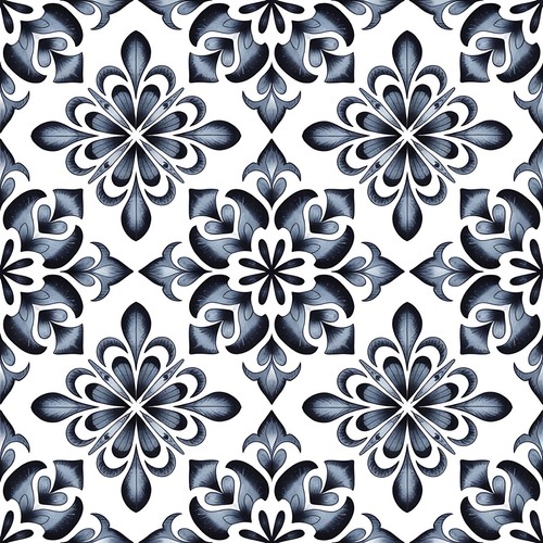 48x blue delft tile stickers - blue,