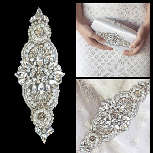 Silver diamante floral motif - silver,