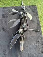 Vintage African Sculpture of A Wooden Dragon Canoe On Stand