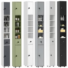 Tall Bathroom Cabinet Slim Cupboard Floor Storage Unit Shelving Narrow Tallboy