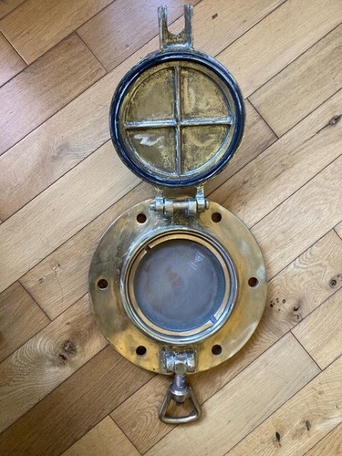 Large brass porthole window - brass,
