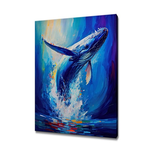 Blue whale colourful painting - blue,