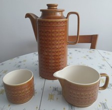 VINTAGE RETRO 1970s HORNSEA SAFFRON COFFEE POT SUGAR BOWL CREAMER / MILK JUG