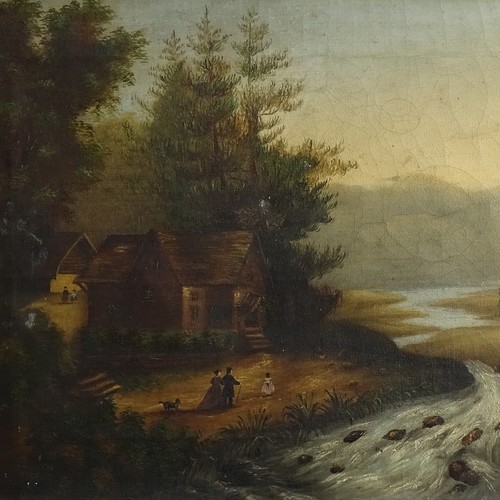 Primitive 19thc landscape - landscape, oil