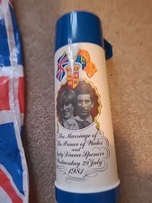 Royal Wedding Thermos Flask Charles and Diana Commemorative July 1981  & Bag