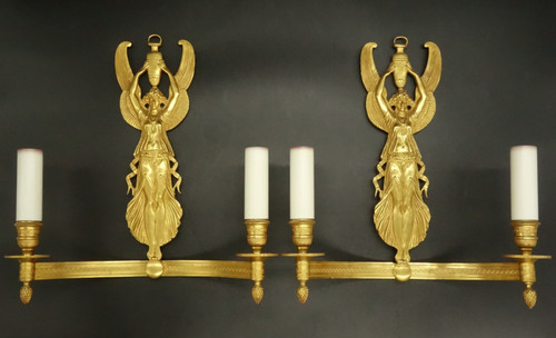 Large pair wall sconces winged - large,