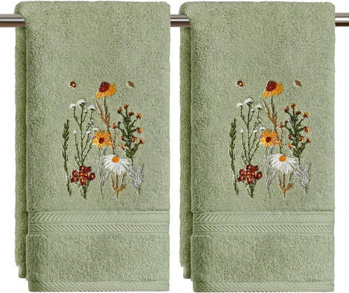 Sage green floral daisy cotton - floral,