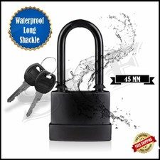 Waterproof 45mm Long Shackle Padlock Heavy Duty 2 keys Security Outdoor Shed 1PC