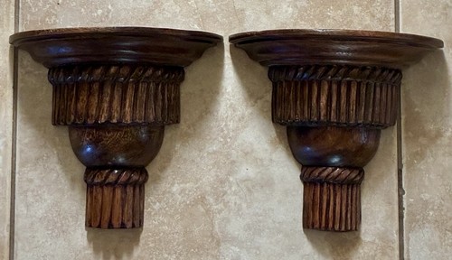 Pair vintage carved wood - a,