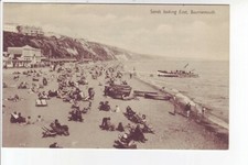 BOURNEMOUTH Sands looking East - beach rowing boats deckchairs pontoon launch