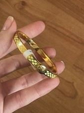 Halcyon Days Enamel Pave Button 18ct Gold Plated Bangle RRP £145