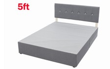 5ft 6ft Divan Bed Base in Fabric Grey Choose Size, Storage, Headboard