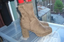 NEXT Ladies Tan Faux Suede Platform Ankle Boots UK5/38 New with Tags