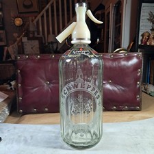 Vintage Etched Glass Schweppes Soda Syphon, 30cm tall