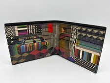 Paul Smith MINI Geometric multi stripe Black Leather Billfold Wallet