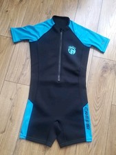 Cressi little Shark Shorty kids Wetsuit Black/Blue 2mm Neoprene 11-12 Years -New