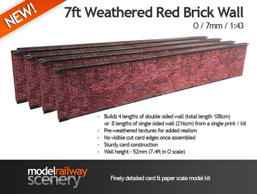 7ft red brick wall - 7ft,