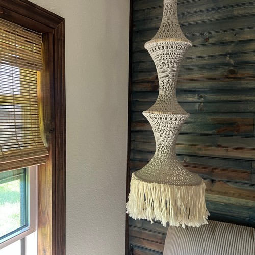 Vintage macrame hanging lamp - vintage,