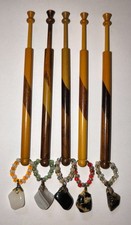 Lot of 5 Antique Triple Tone Wooden Lace Bobbins