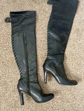 Alexander McQueen Black Leather Knee High Boots