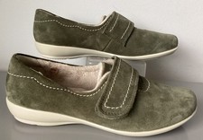 Hotter Toasty EXF Slippers Size UK 5 Warm Lining, Green Suede Hook Loop Closing