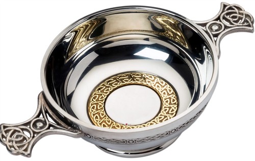 Pewter quaich with celtic - 3,