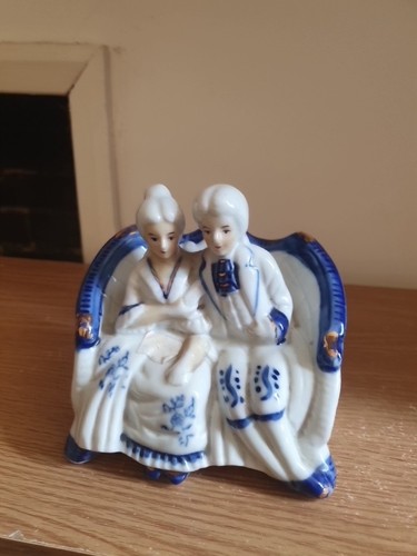 Ceramic ornament blue white - ceramic,