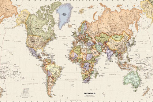 5x3ft large map the world - large, of