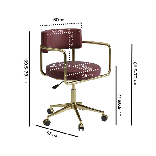 Burgundy faux leather - leather, swivel