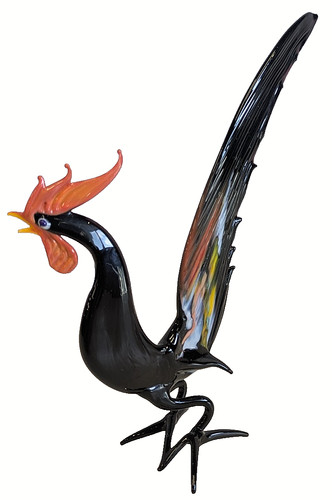Art glass rooster hand - art,