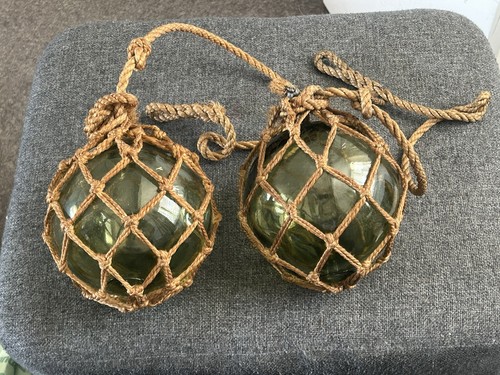Vintage green glass fishing - glass,