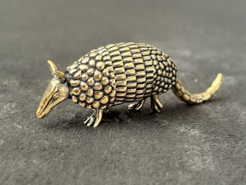 Solid brass armadillo figurine - brass,
