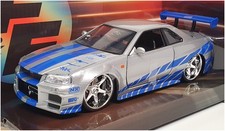 Jada 1/24 Scale 97158 - Fast & Furious Brian's Nissan GT-R (BNR34) Silver/Blue