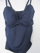 M&S Navy Blue Tankini Top  Lined Tummy Control Size 18 Adjustable Straps