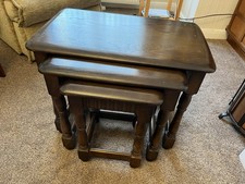 Vintage Priory Oak Tudor Style Nest Of 3 Tables / Dark Brown c1960/FREE DELIVERY