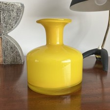 Mid Century Modern Acid Yellow Cased Vase - Holmegaard Carnaby Gulvase Style VGC