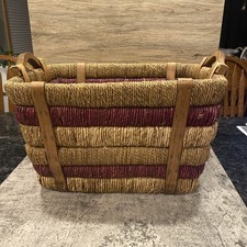 Large Woven Basket With Wooden