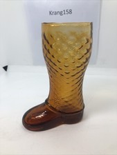 Vintage Amber Glass Boot Vase