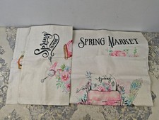 Artscope Set of 4 Spring Pink Flowers Cushion Covers, Cotton Linen Decorative Sq