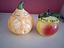 Vintage Pickled Onion Pot with Sad face, & Apple Sauce pot (repaired lid)