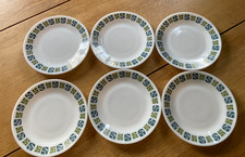 6 Vintage Pyrex Checkers Blue