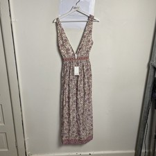 Tigerlily Aurora Delia Maxi Dress Size 8 Floral Sleeveless Rayon New Sand
