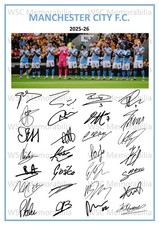 11855. 2025-26 Manchester City Signed Team Photo Sheet (PRINTED AUTOGRAPH - A4)