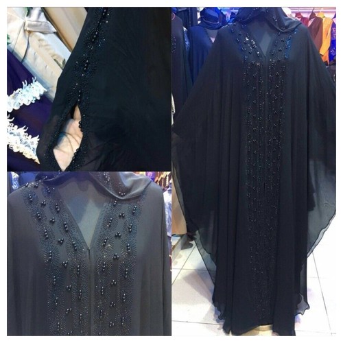 Luxury women black abaya - black,