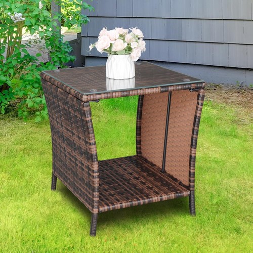 Wicker rattan side tea - side, table