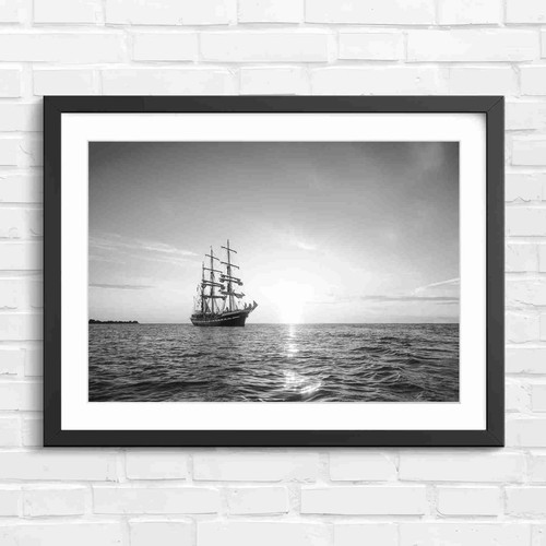 Vintage sailing ship sunset - ship,